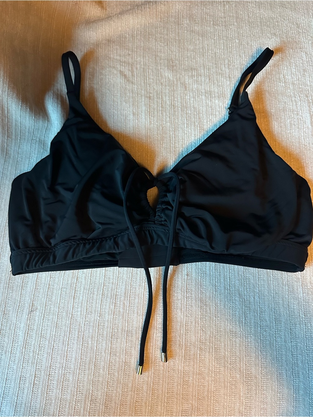 Sunsets Women’s Black Tie-Front Bralette bikini top